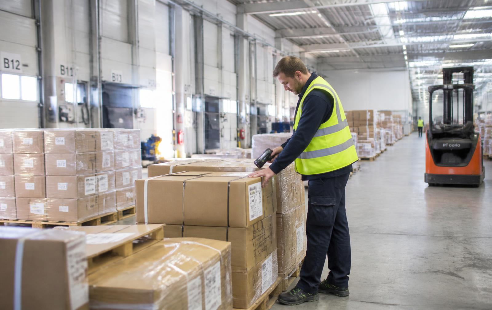 Warehouse employee working in a European distribution centre
